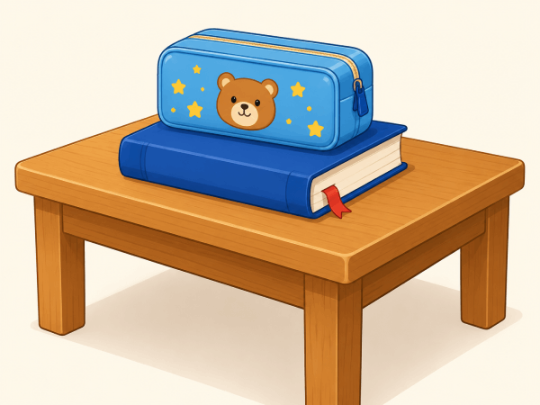 Ilustrasi Posisi Buku dan Pensil