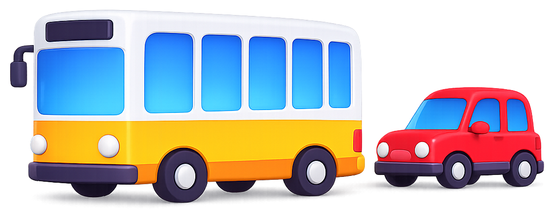 Mobil di depan Bus