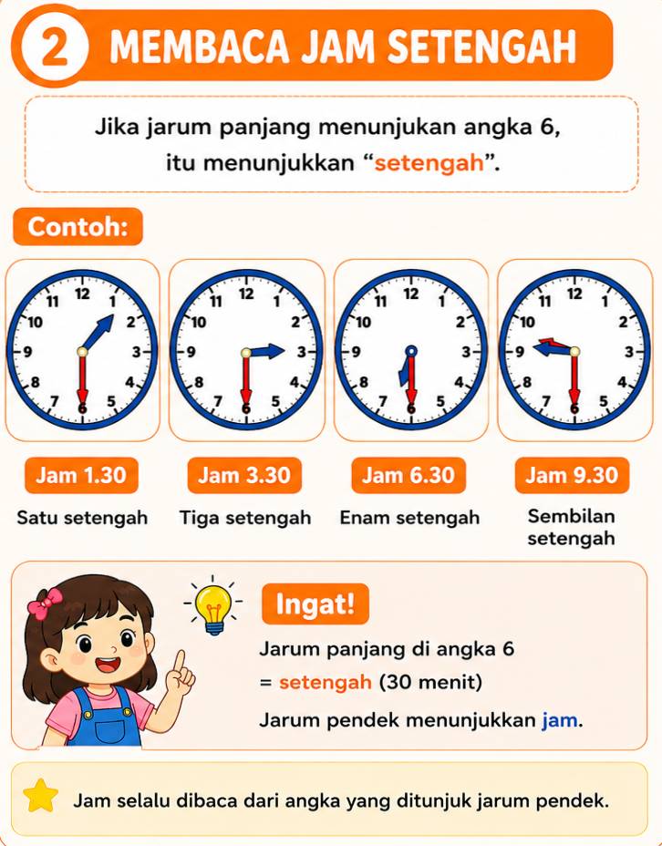 Membaca Jam Setengah